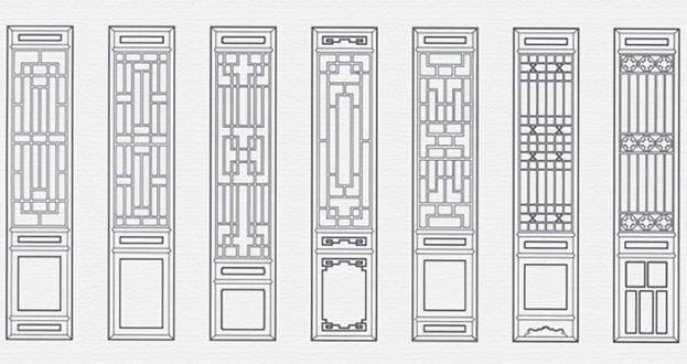 孟村常用中式仿古花窗图案隔断设计图